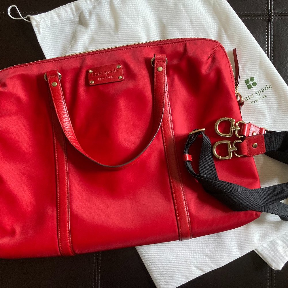 Kate Spade Red Nylon Commuter Laptop Bag